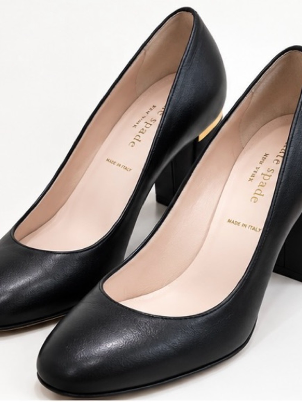 Kate Spade Black Leather Block Heel Pumps
